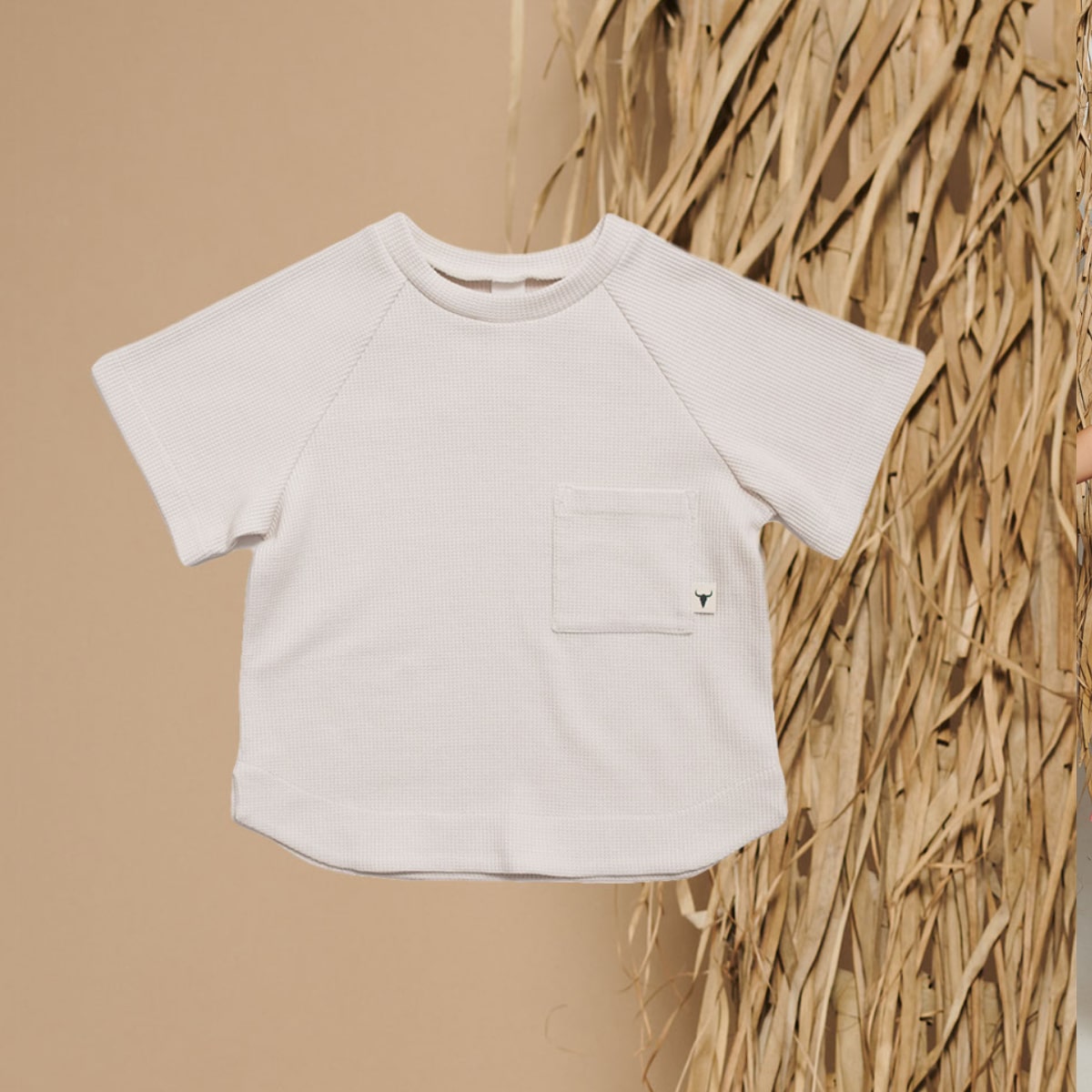 Beige waffle tee