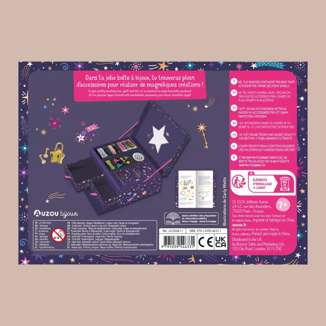 AUZOU Velká dětská šperkovnice na klíček s korálky