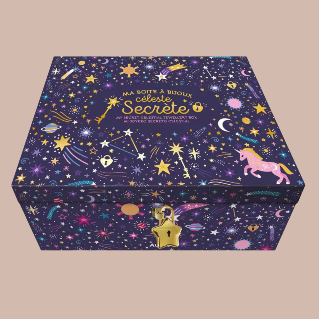 AUZOU Velká dětská šperkovnice na klíček s korálky