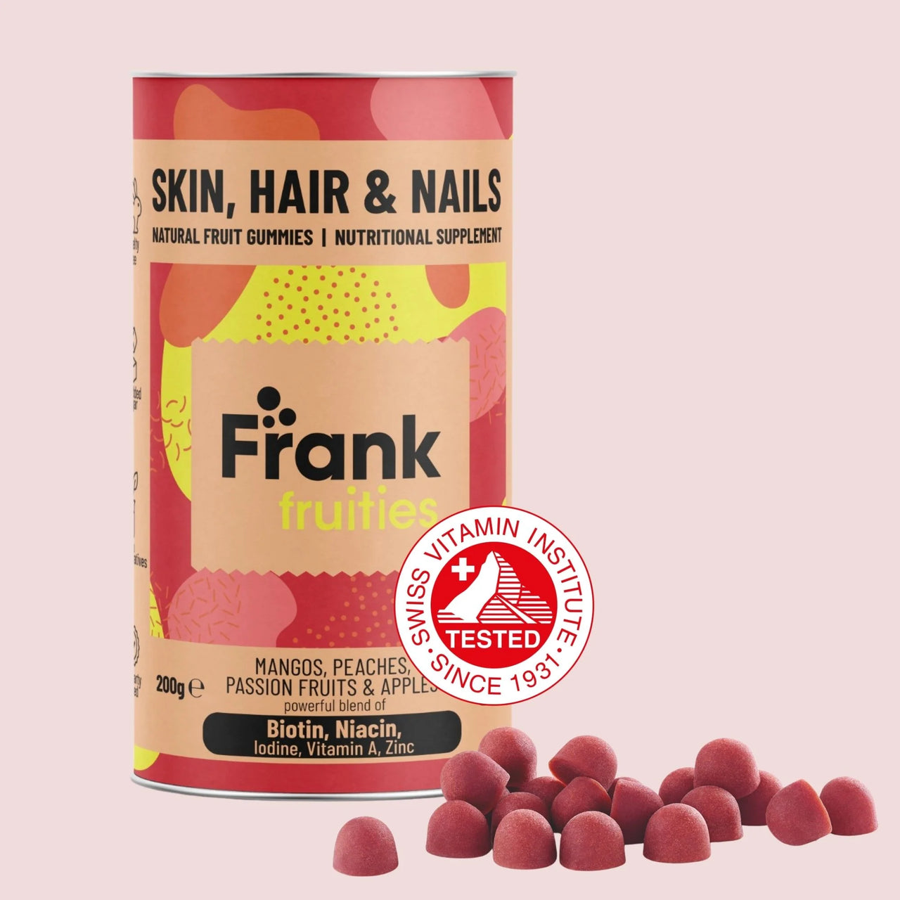 Frank Fruities Gummies Skin, Hair &amp; Nails (galaretka owocowa z witaminami i minerałami)