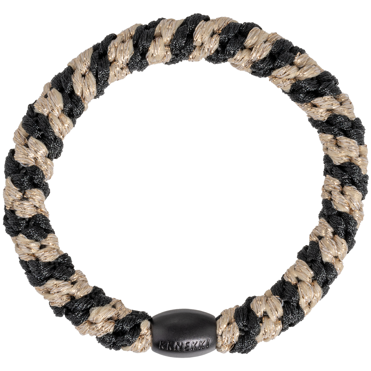 KKNEKKI gumička do vlasů - Black-beige glitter stripe