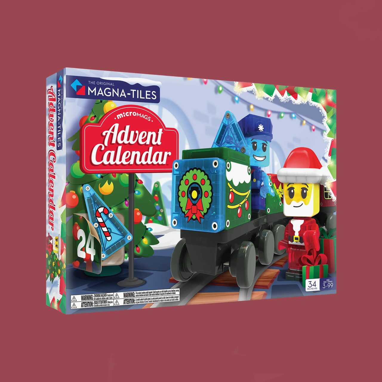 Adventní kalendář Magnatiles - MicroMag 34 dílků