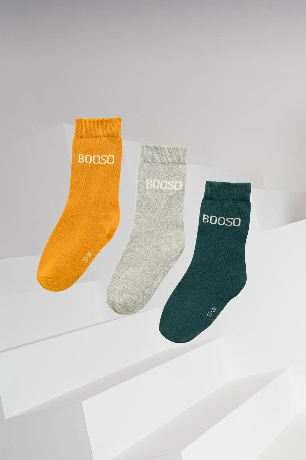 booso 3 pack ponožky zelená/šedá/hořčicová