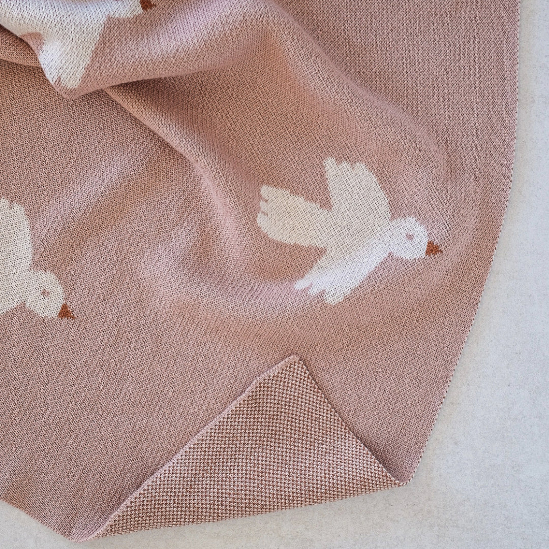 Little Otja organic cotton blanket - little birdie blush
