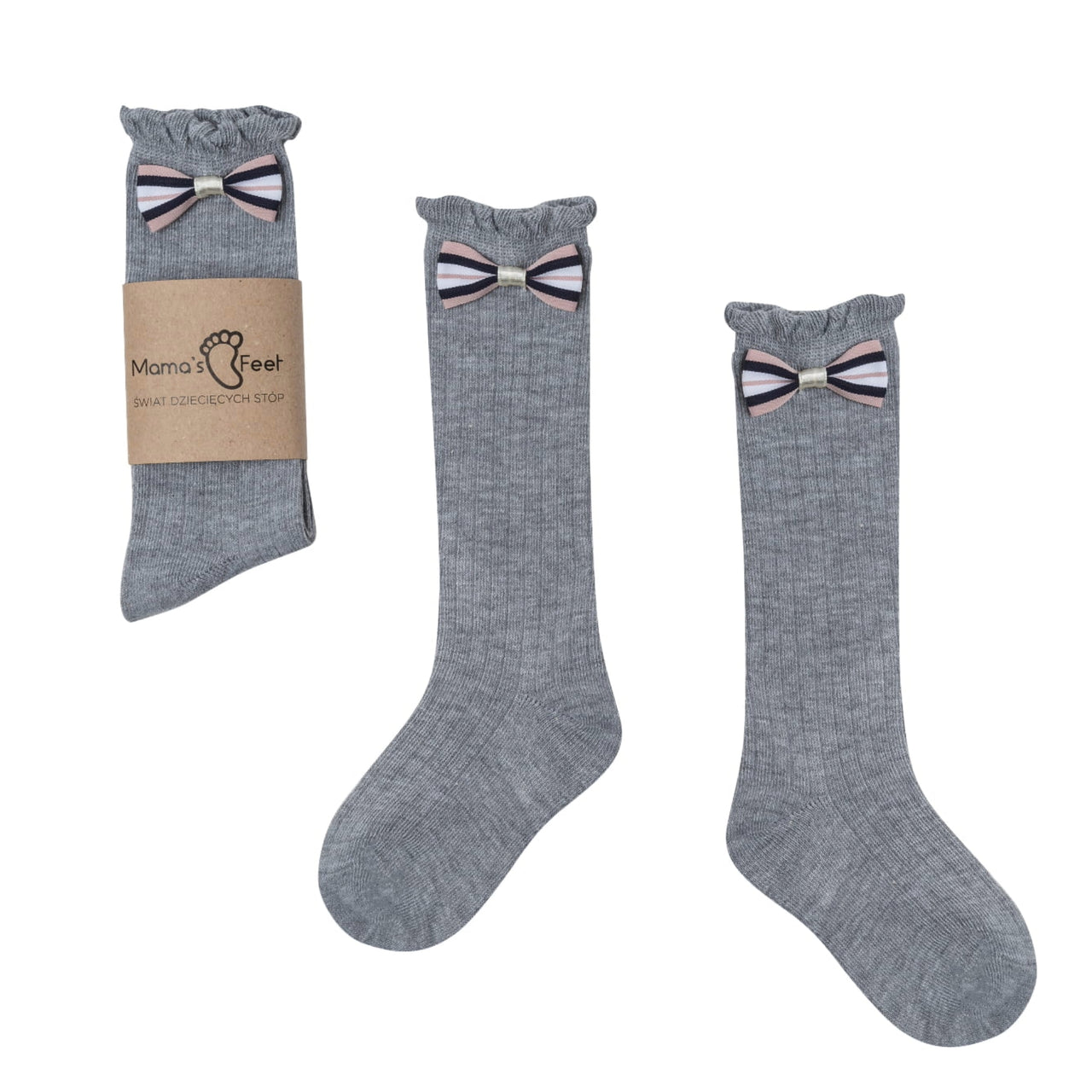 Podkolanówki Mama's Feet mała księżniczka w kolorze szarym