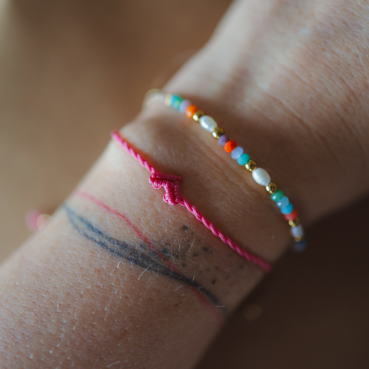 Braided bracelet with rose heart