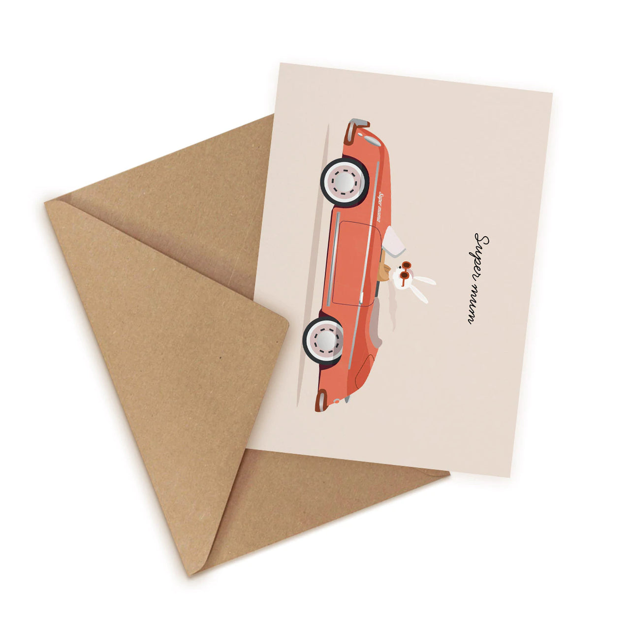 Greeting card Super mum driving